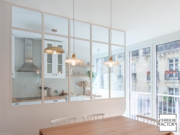 Verrière intérieure blanche pour cuisine